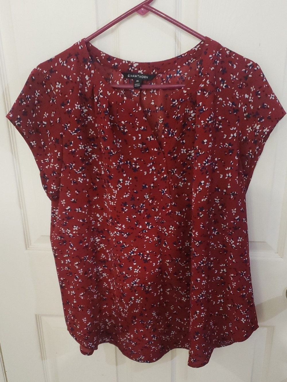 41 Hawthorn Burgundy Floral Cap Sleeve Blouse